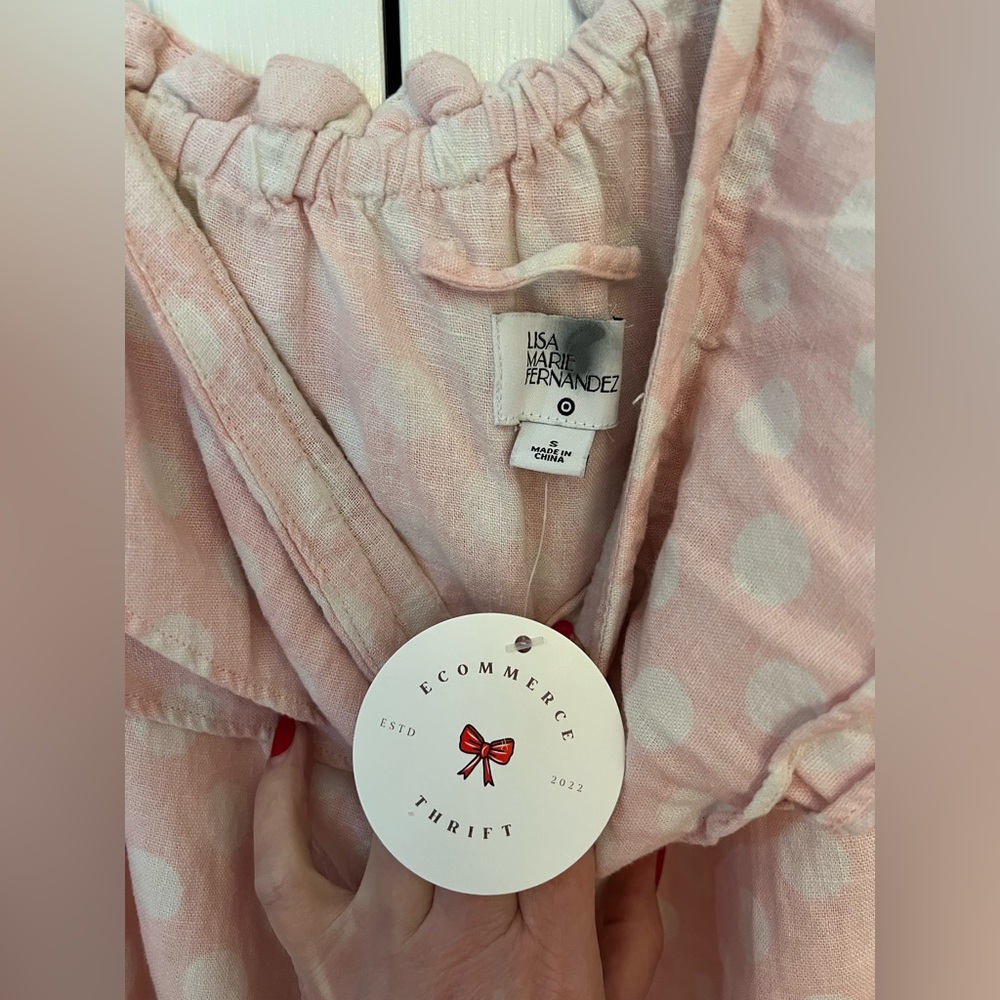Lisa Marie Fernandez for Target Light Pink Polka Dot One-Shoulder Dress Size S - Picture 3 of 10